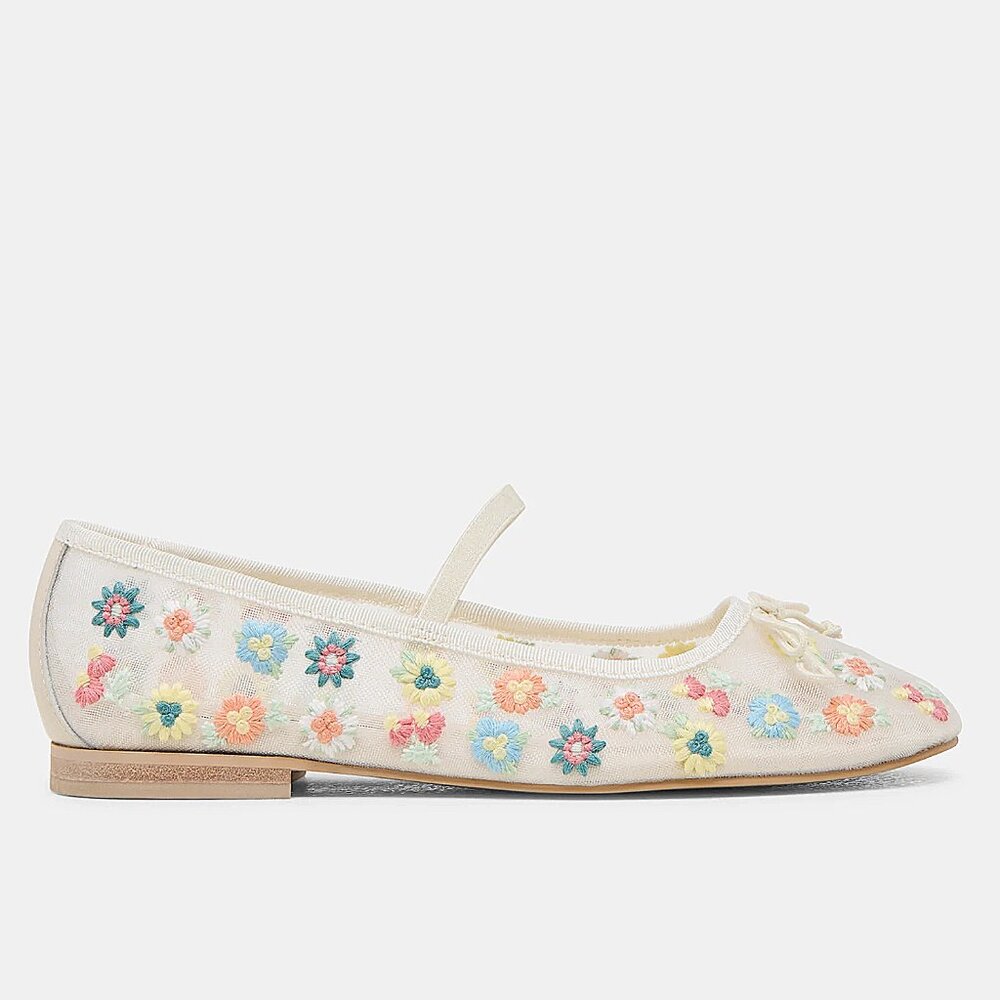 Dolce Vita White Floral Mesh Mary Jane Flats - Picture 7 of 7